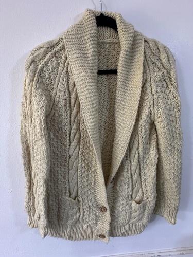 Hand knitted cream aran - hand,