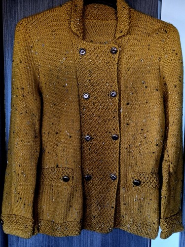 Handknit jacket cardigan burnt - cardigan,