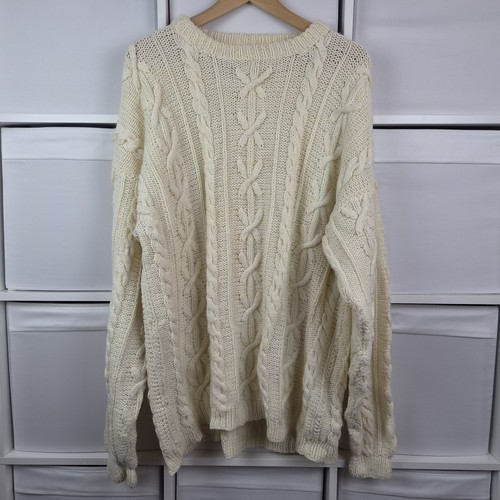 Hand knitted aran cream jumper - hand,
