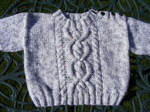 Hand knitted aran cable jumper - hand,
