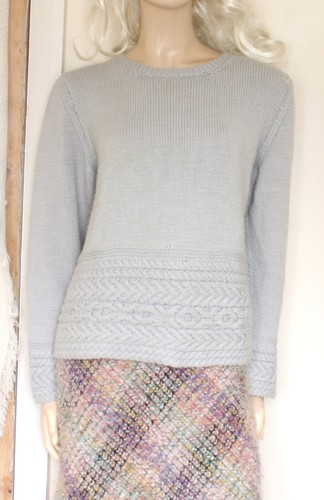Grey chunky hand knitted cable