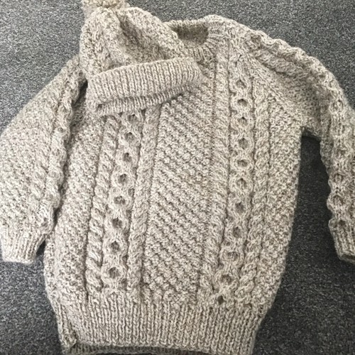 Hand knitted aran sweater with - knitted,
