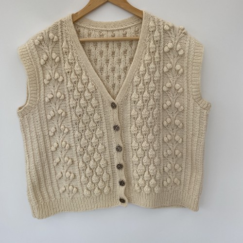 Hand knitted cream aran - hand,