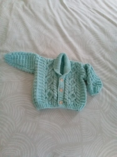 Hand knitted baby boy aran - hand,