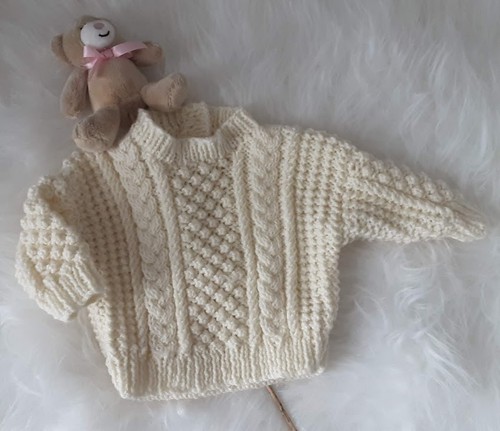 Hand knitted aran jumper - , 6-12