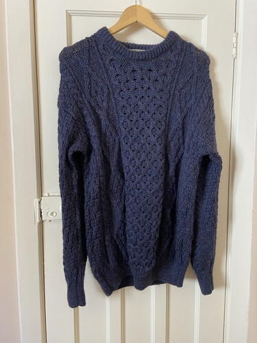 Mens aran pure wool blue - pure,