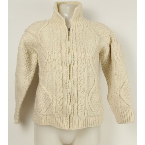 Hand knitted cream aran - hand,