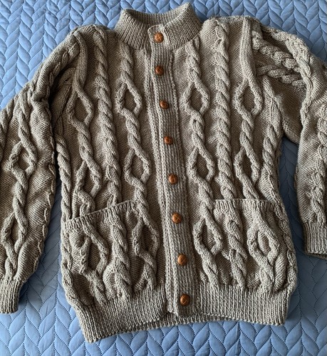 Gents aran cable hand - gents, knitted