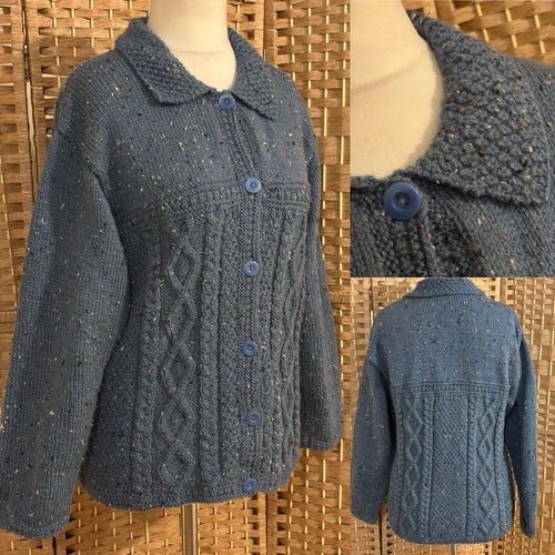 Hand knitted blue - fleck, aran
