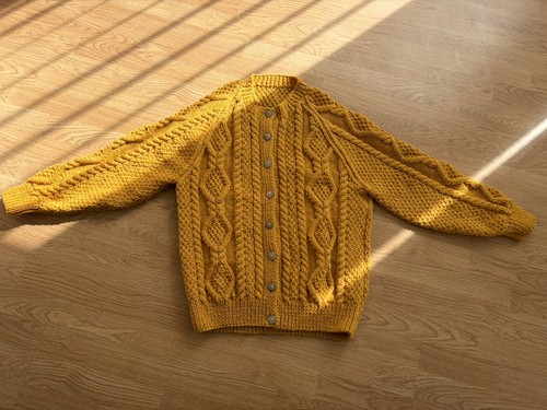 Ladies aran cardigan gold - aran, cardigan.