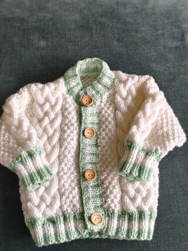 Hand knitted aran cardigan - hand, in