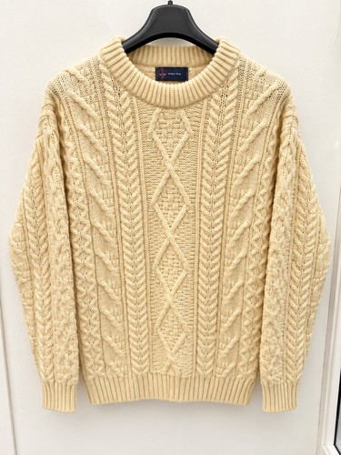 Aran cream hand knitted - aran, wool