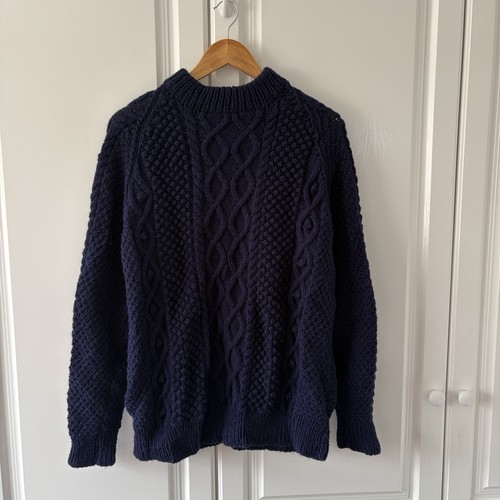 Mens handknitted navy - mens, blue