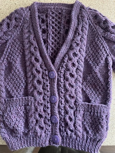 Purple twist aran cardigan - twist,